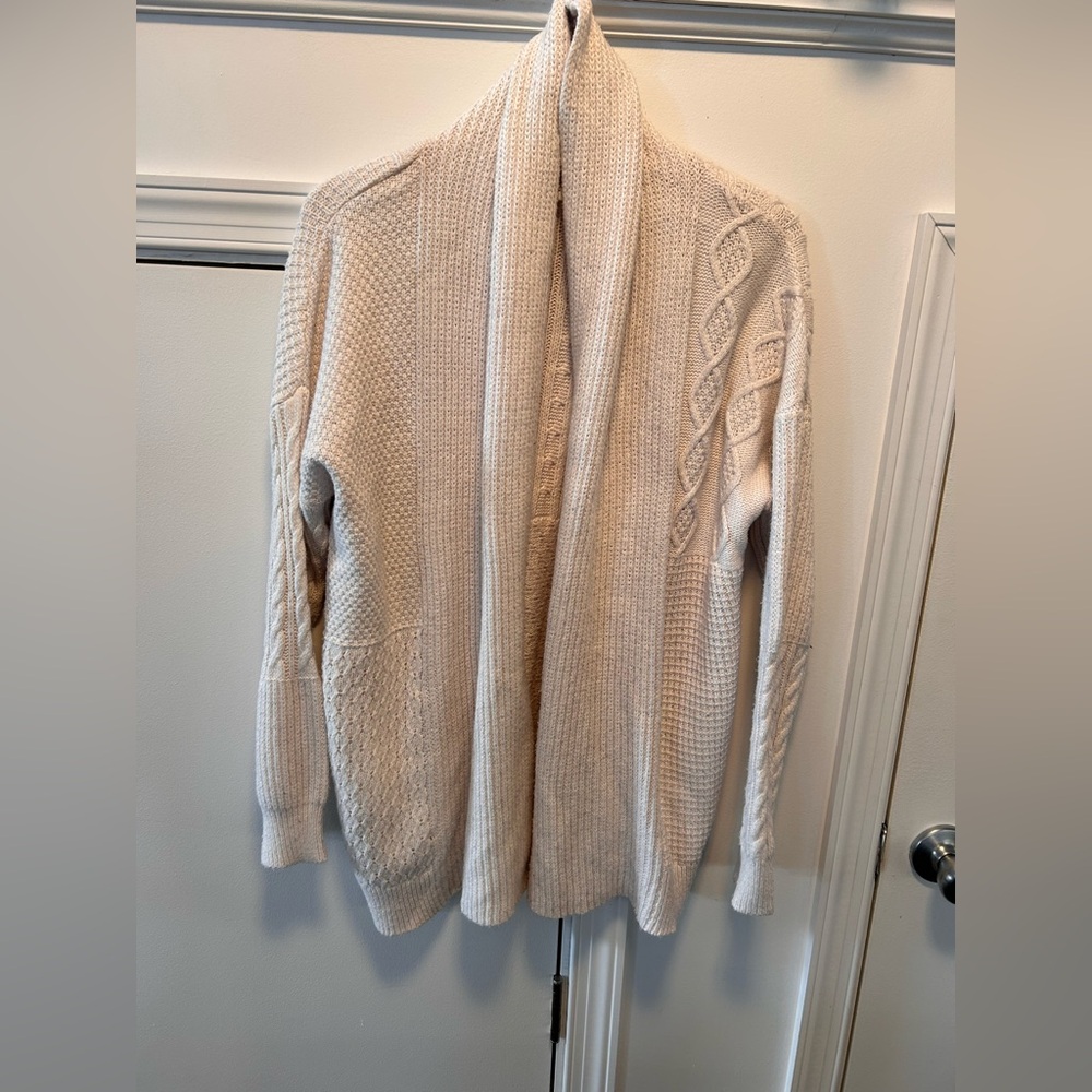 Joie Womens Cream Open Front Cable Knitted Cardigan Sweater Size Small Oatmeal